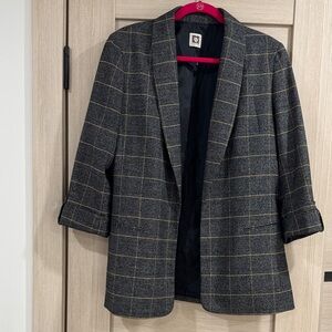 Anne Klein Black and Gold Plaid Blazer